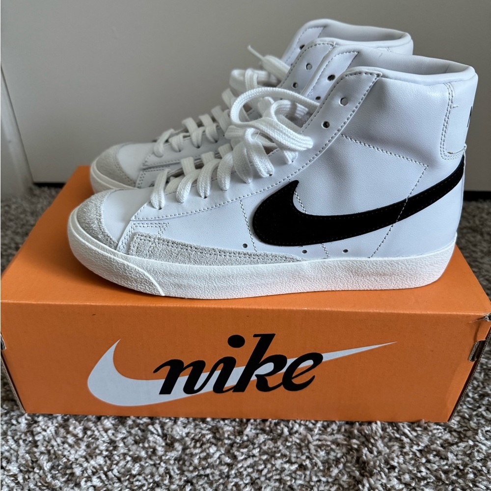 Nike White and Black High-Top Sneakers